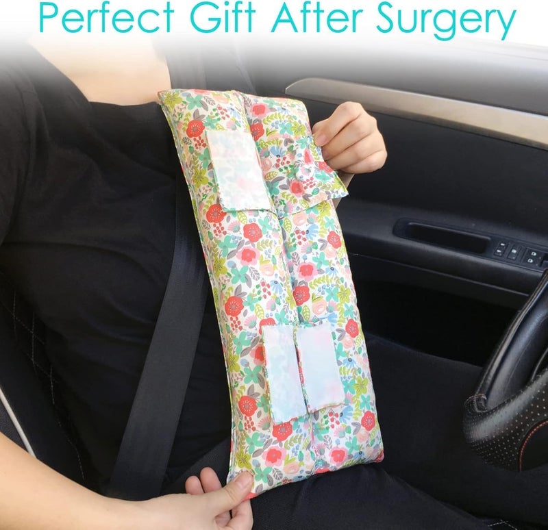 HapiPoppy Hysterectomy Pillow Abdominal Post Surgery Pillows with Pocket Comfort for Ice Heat Packs Tummy Tuck Belly Incision Recovery Seatbelt Gifts Women Patients (Camellia) - Image 2